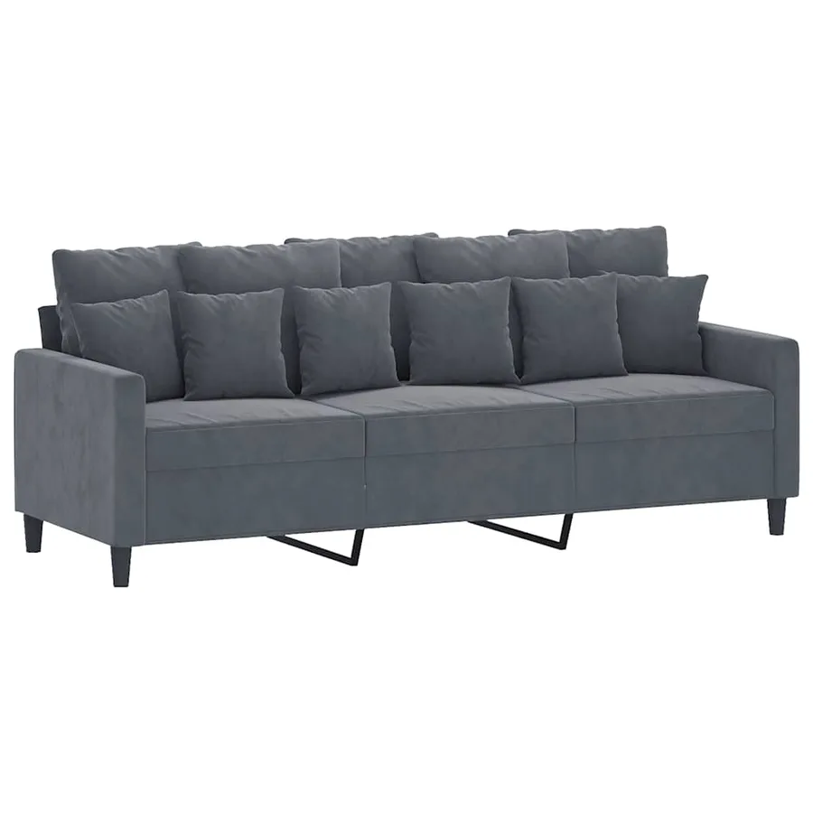 Canapé à 3 places Gris foncé 180 cm Velours - 2