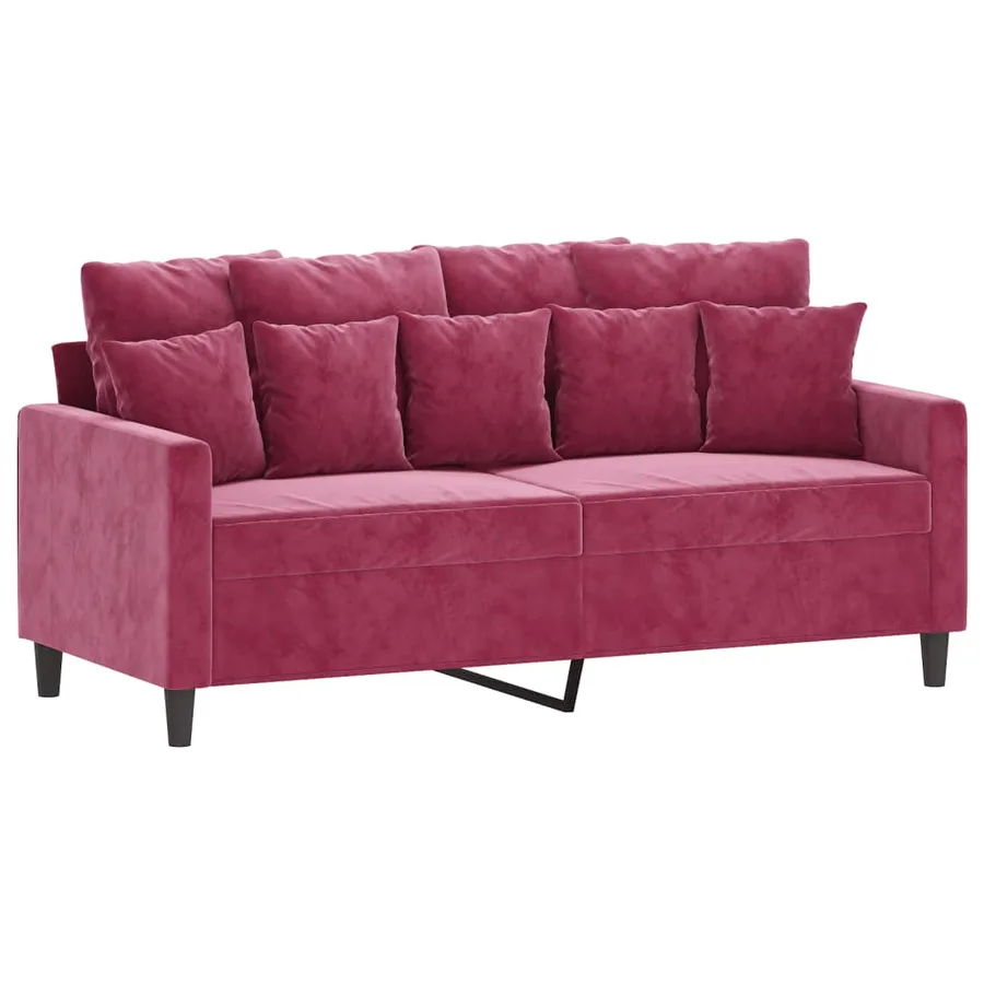 Ensemble de canapés 3 pcs avec coussins Rouge bordeaux Velours - 3