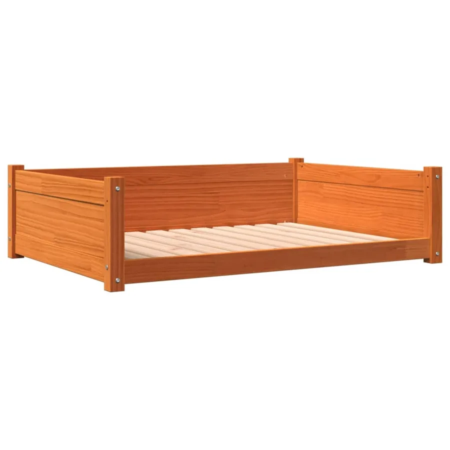 Lit pour chien cire marron 105,5x75,5x28 cm bois de pin massif - 2
