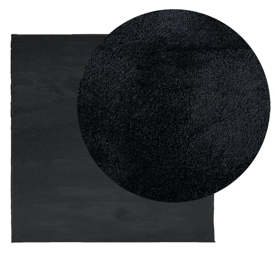 Tapis OVIEDO à poils courts noir 120x120 cm - 3