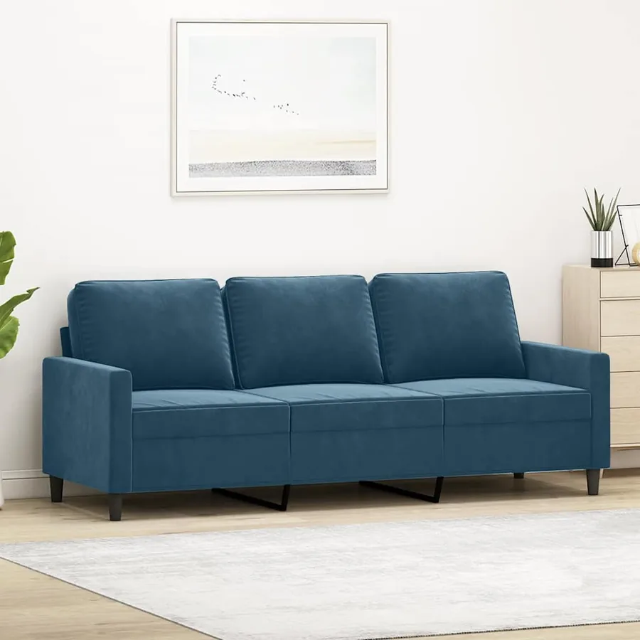 Canapé à 3 places Bleu 180 cm Velours