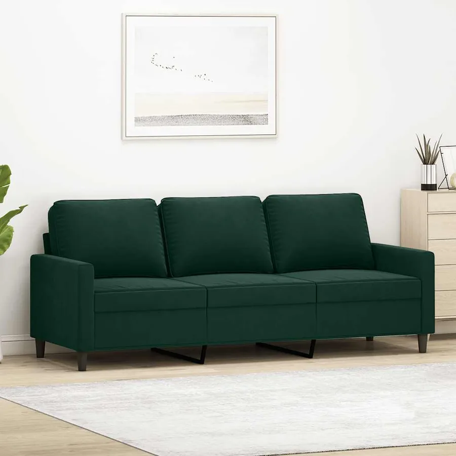 Canapé à 3 places Vert foncé 180 cm Velours