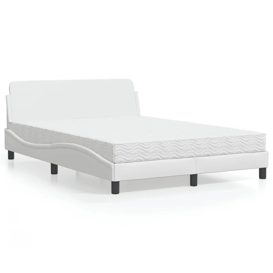 Lit avec matelas Dover blanc 140x200 cm similicuir