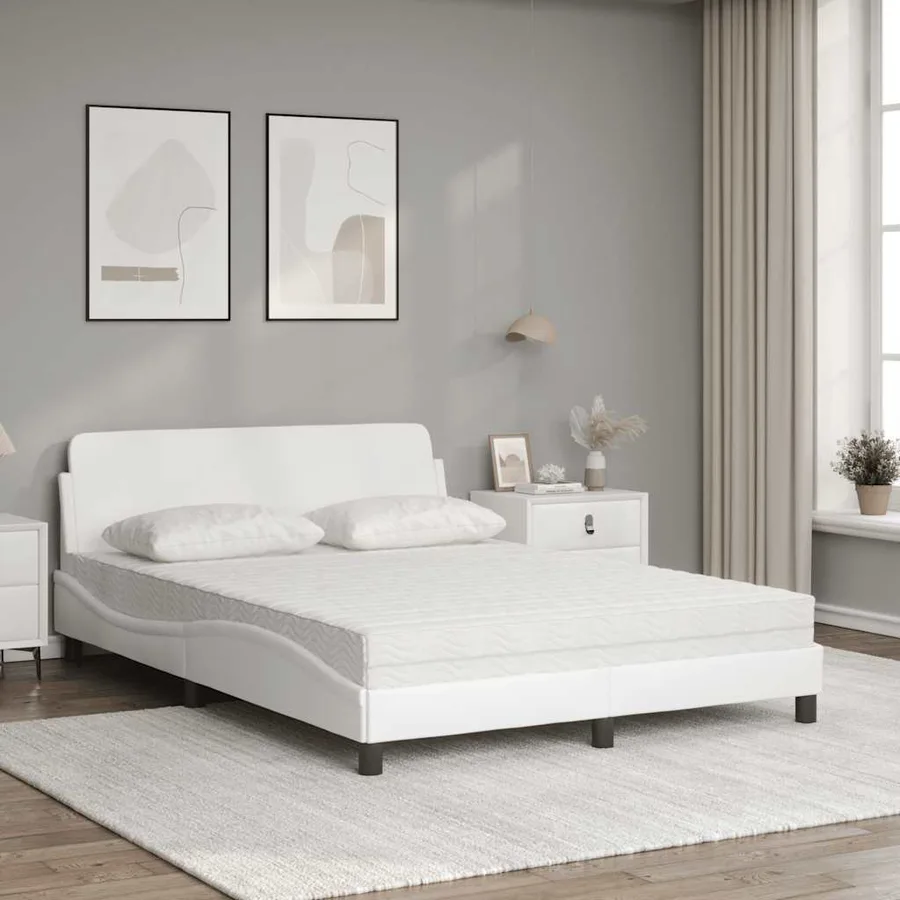 Lit avec matelas Dover blanc 140x200 cm similicuir - 3