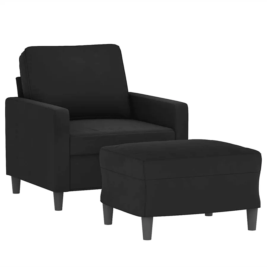 Fauteuil avec repose-pied Noir 60 cm Velours - 3