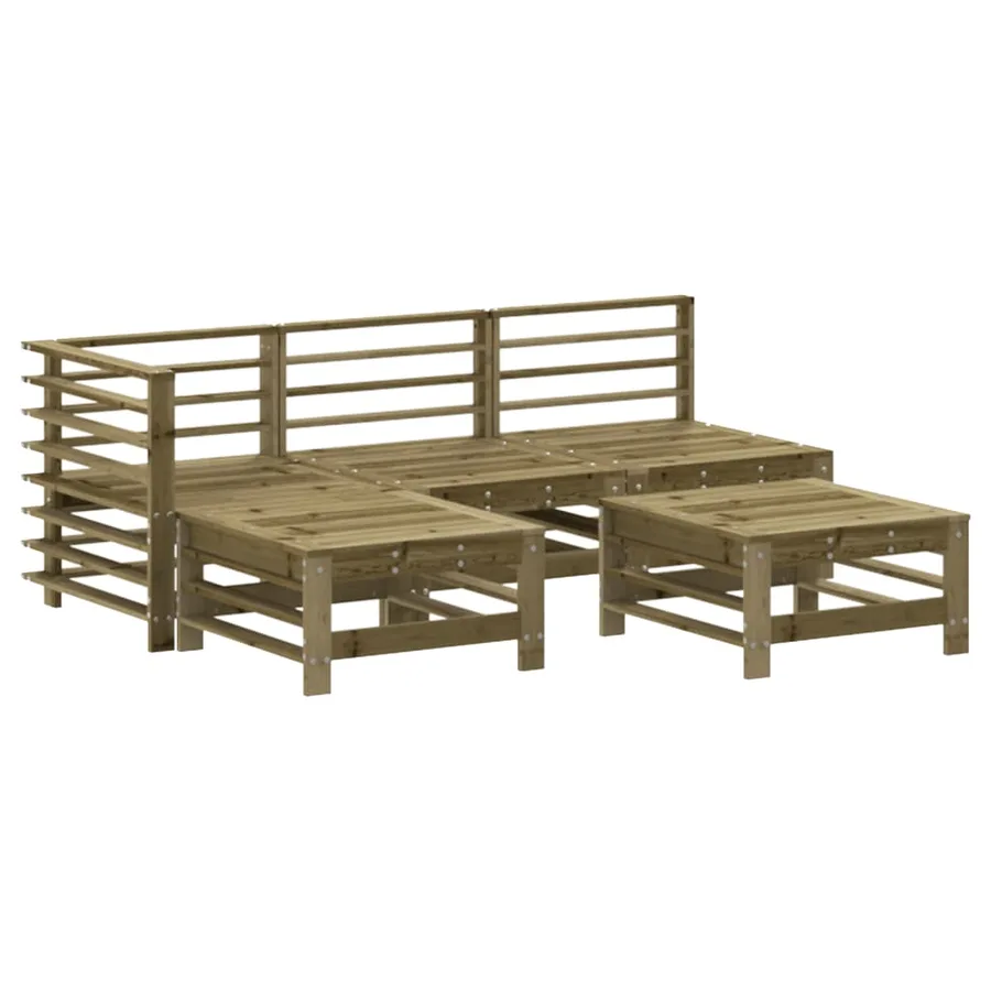 Salon de jardin 5 pcs bois de pin imprégné - 2