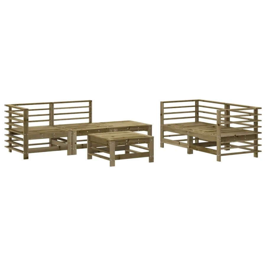 Salon de jardin 6 pcs bois de pin imprégné - 2