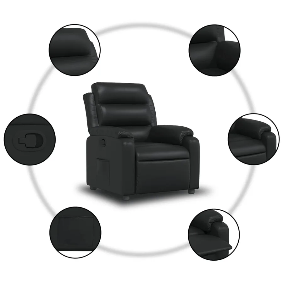 Fauteuil inclinable Noir Similicuir - 5