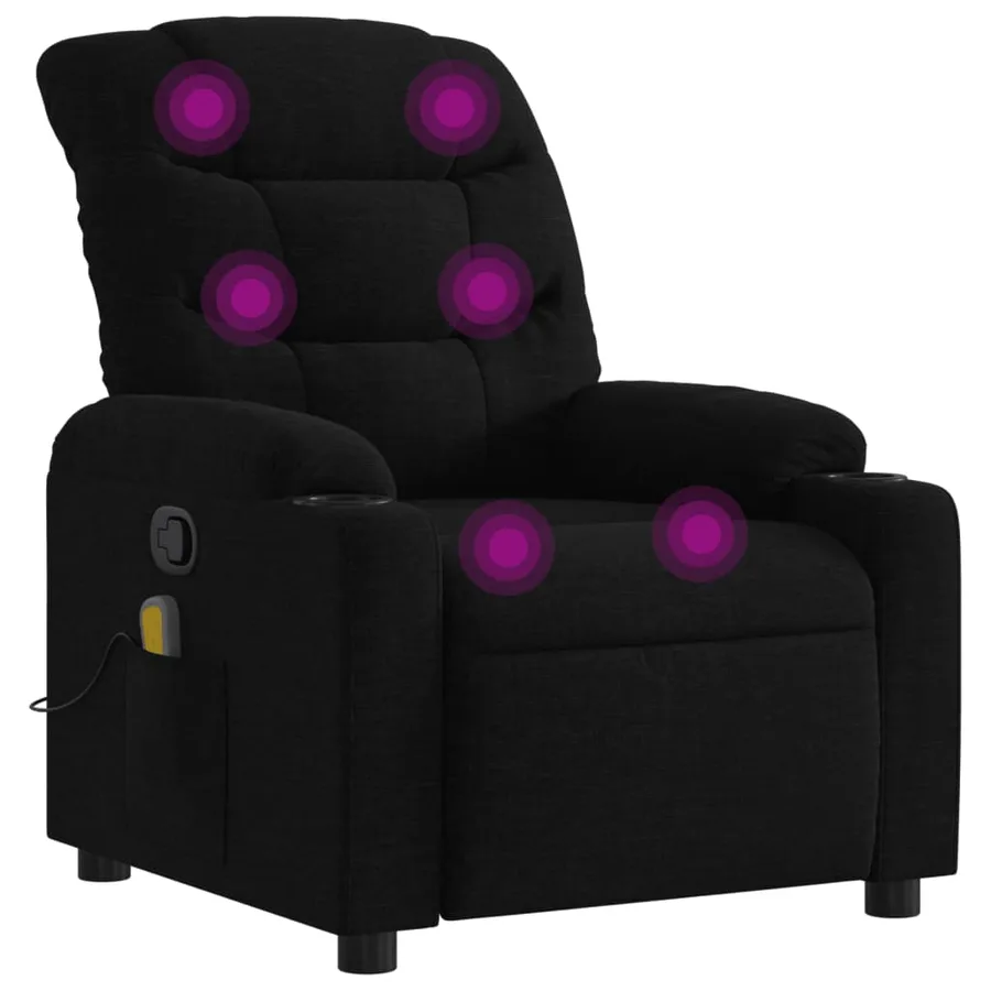 Fauteuil de massage inclinable Noir Tissu - 2