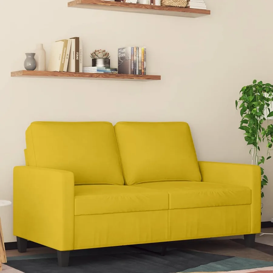 Canapé à 2 places Jaune 120 cm Velours