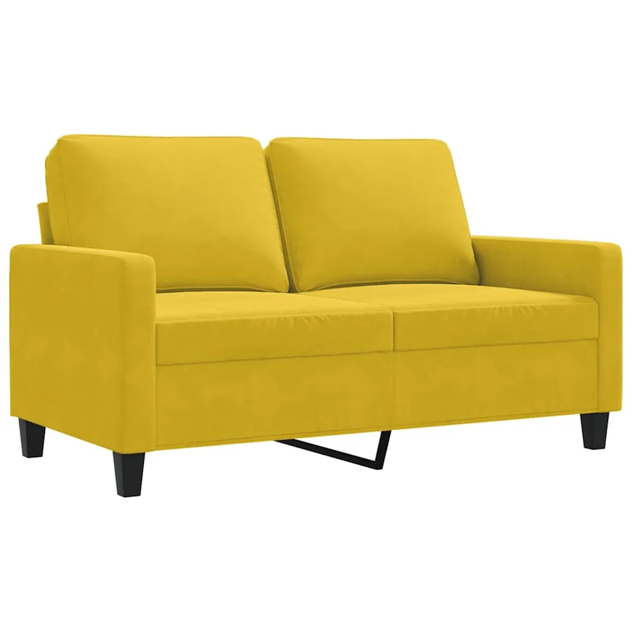 Canapé à 2 places Jaune 120 cm Velours - 2