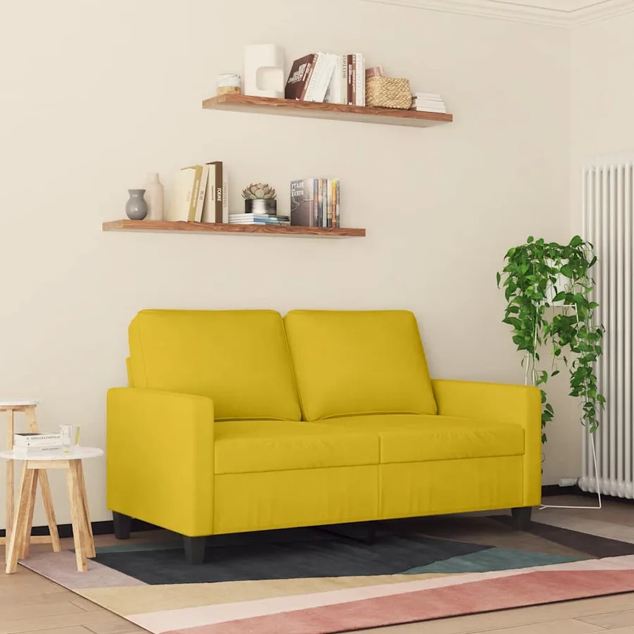 Canapé à 2 places Jaune 120 cm Velours - 3