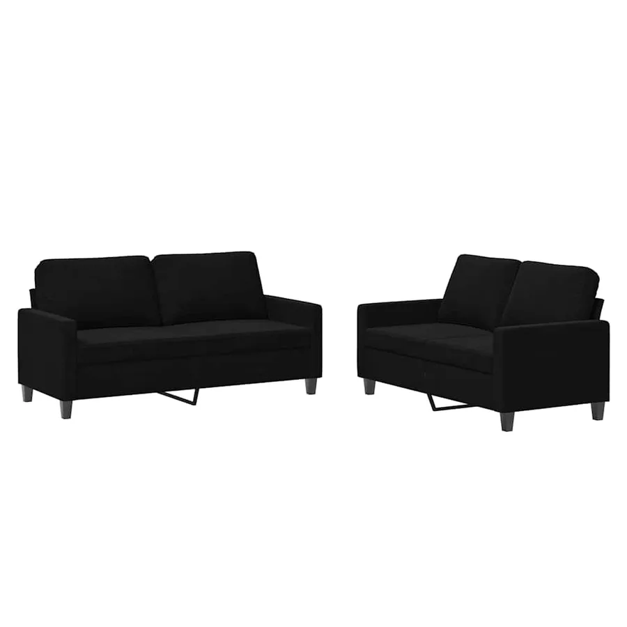 Ensemble de canapés 2 pcs avec coussins Noir Velours - 2