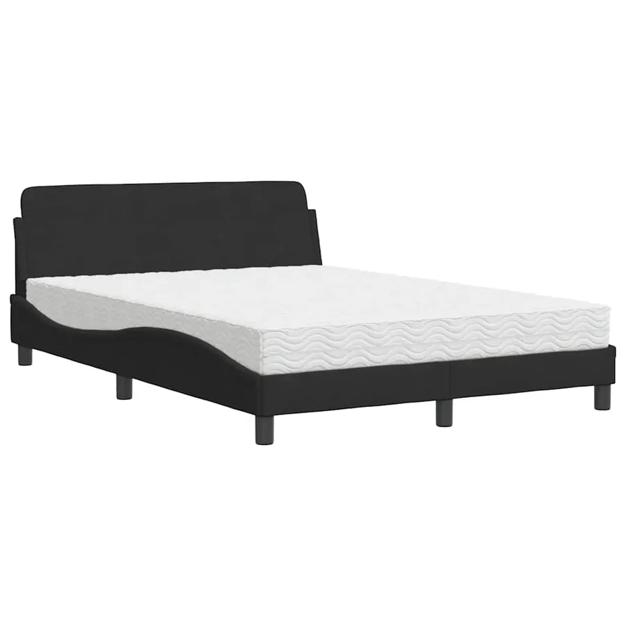 Lit avec matelas Dover noir 140x200 cm velours - 2