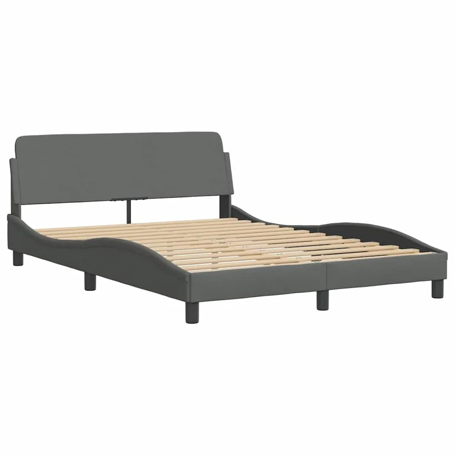Lit avec matelas Dover gris foncé 140x200 cm tissu - 4