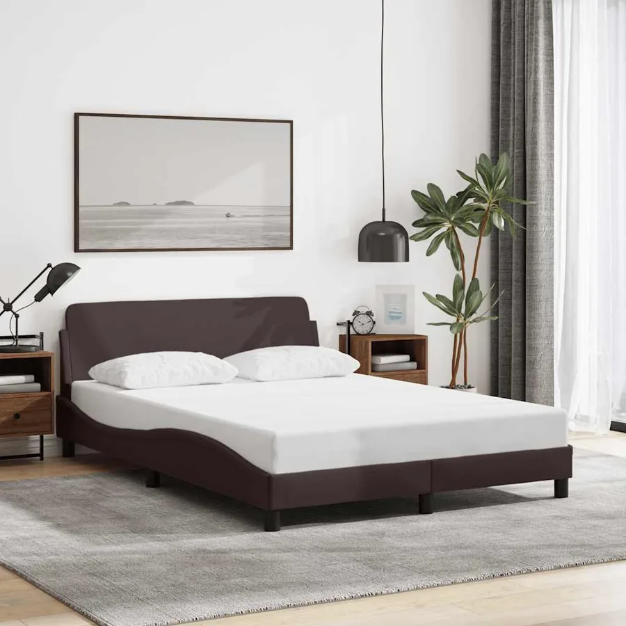 Cadre de lit Dover marron foncé 140x200 cm tissu
