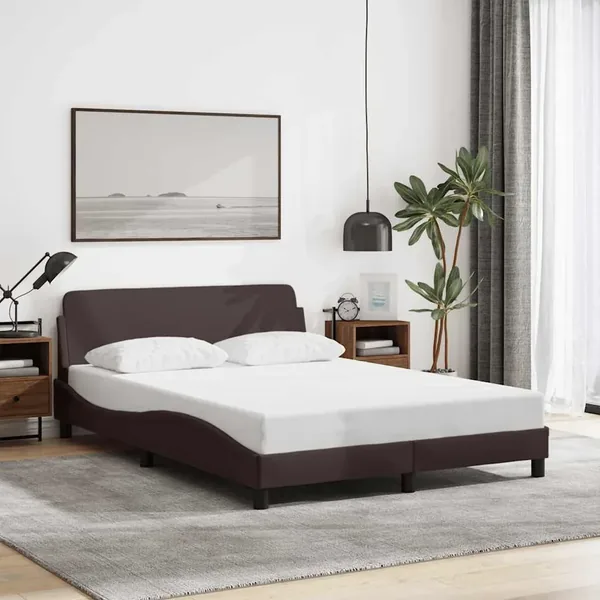Cadre de lit Dover marron foncé 140x200 cm tissu
