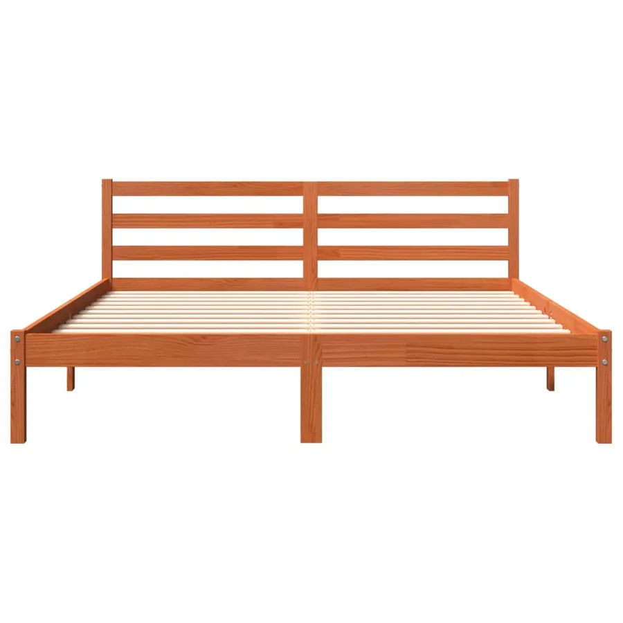 Cadre de lit sans matelas cire marron 200x200cm bois pin massif - 4