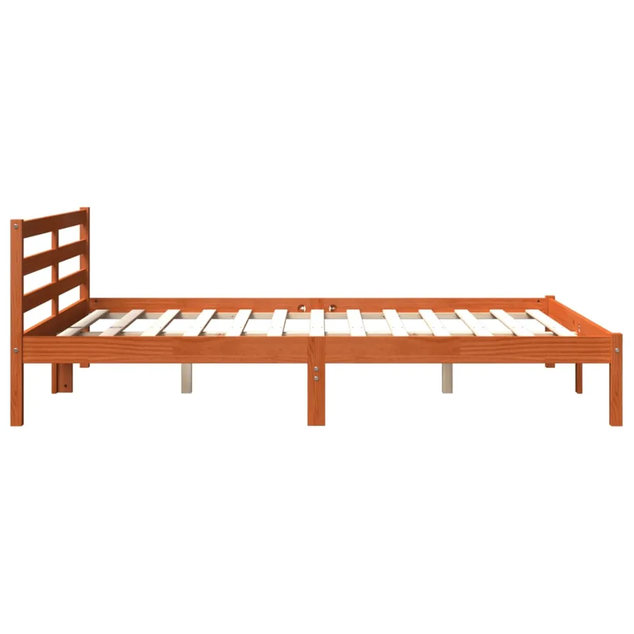 Cadre de lit sans matelas cire marron 200x200cm bois pin massif - 5