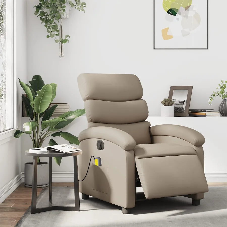 Fauteuil de massage inclinable électrique cappuccino similicuir - 16