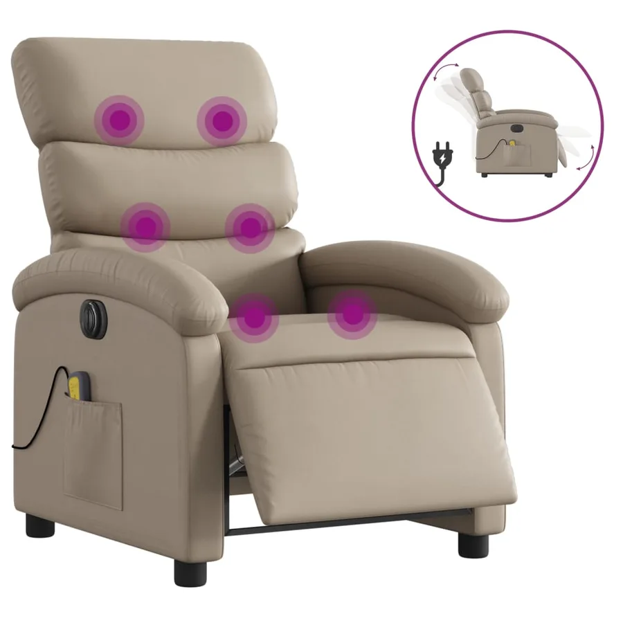 Fauteuil de massage inclinable électrique cappuccino similicuir - 2