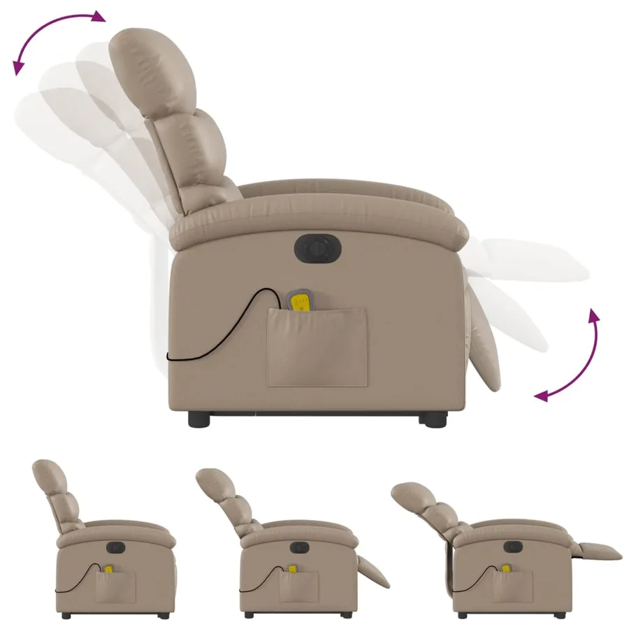 Fauteuil de massage inclinable électrique cappuccino similicuir - 7