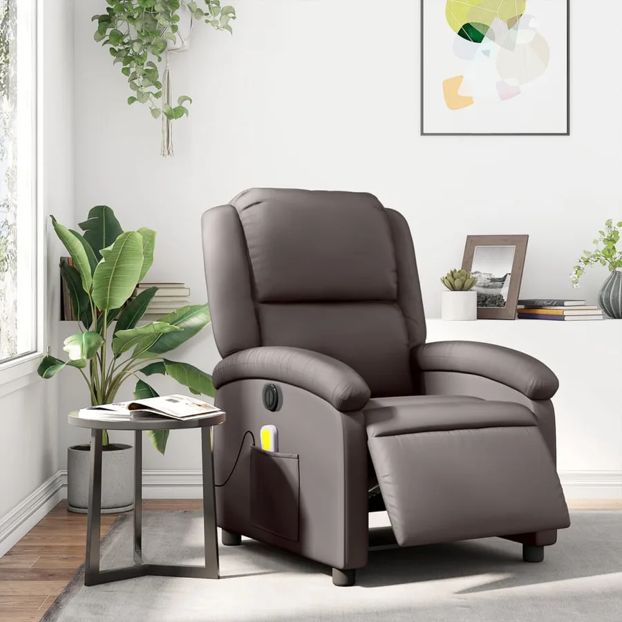 Fauteuil de massage inclinable électrique marron foncé - 16