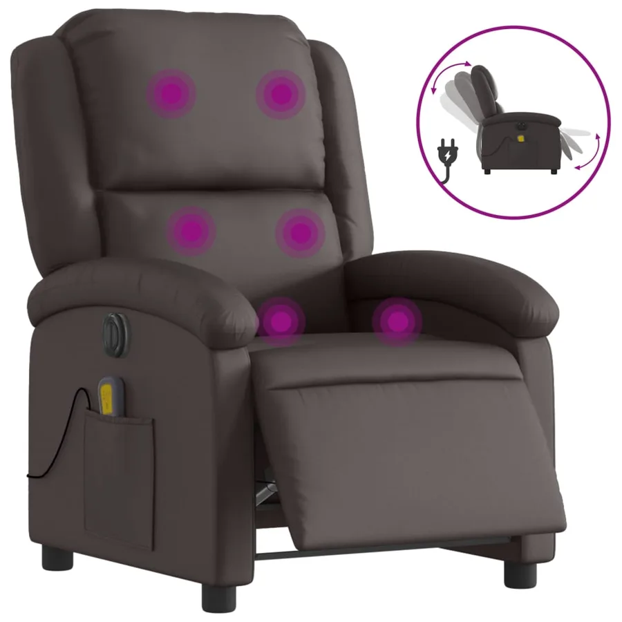 Fauteuil de massage inclinable électrique marron foncé - 2