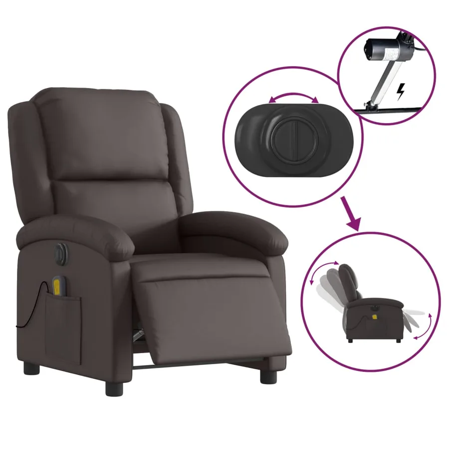 Fauteuil de massage inclinable électrique marron foncé - 6