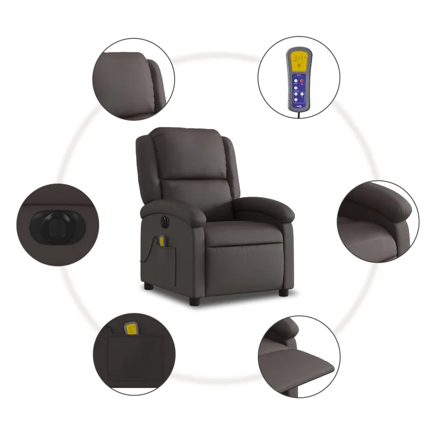 Fauteuil de massage inclinable électrique marron foncé - 8