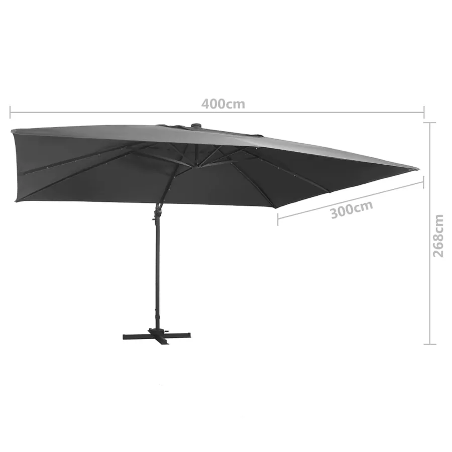 Parasol de jardin en porte-à-faux lumières LED mât en aluminium - 9
