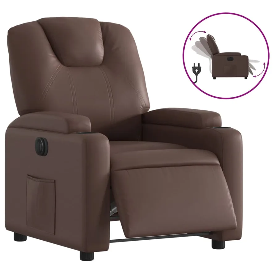 Fauteuil inclinable électrique Marron Similicuir - 2