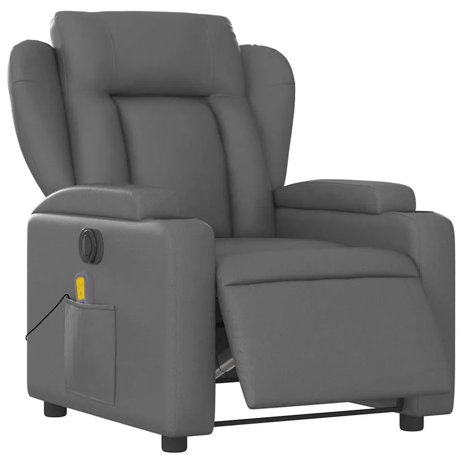 Fauteuil de massage inclinable électrique gris similicuir - 3