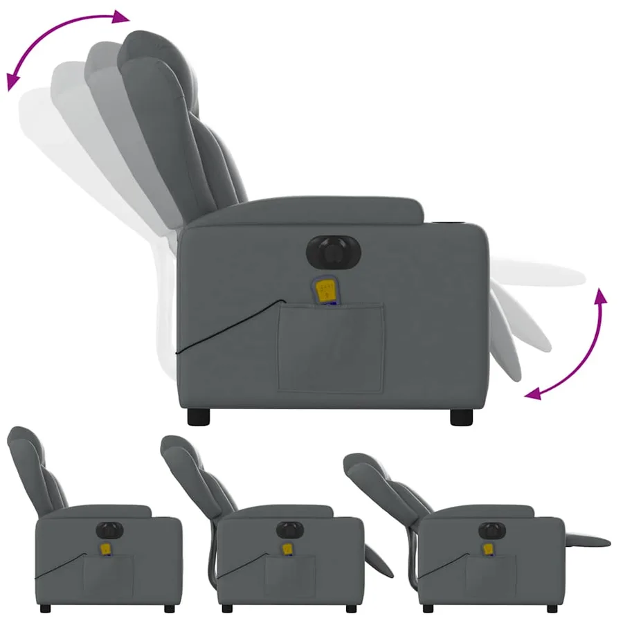 Fauteuil de massage inclinable électrique gris similicuir - 7