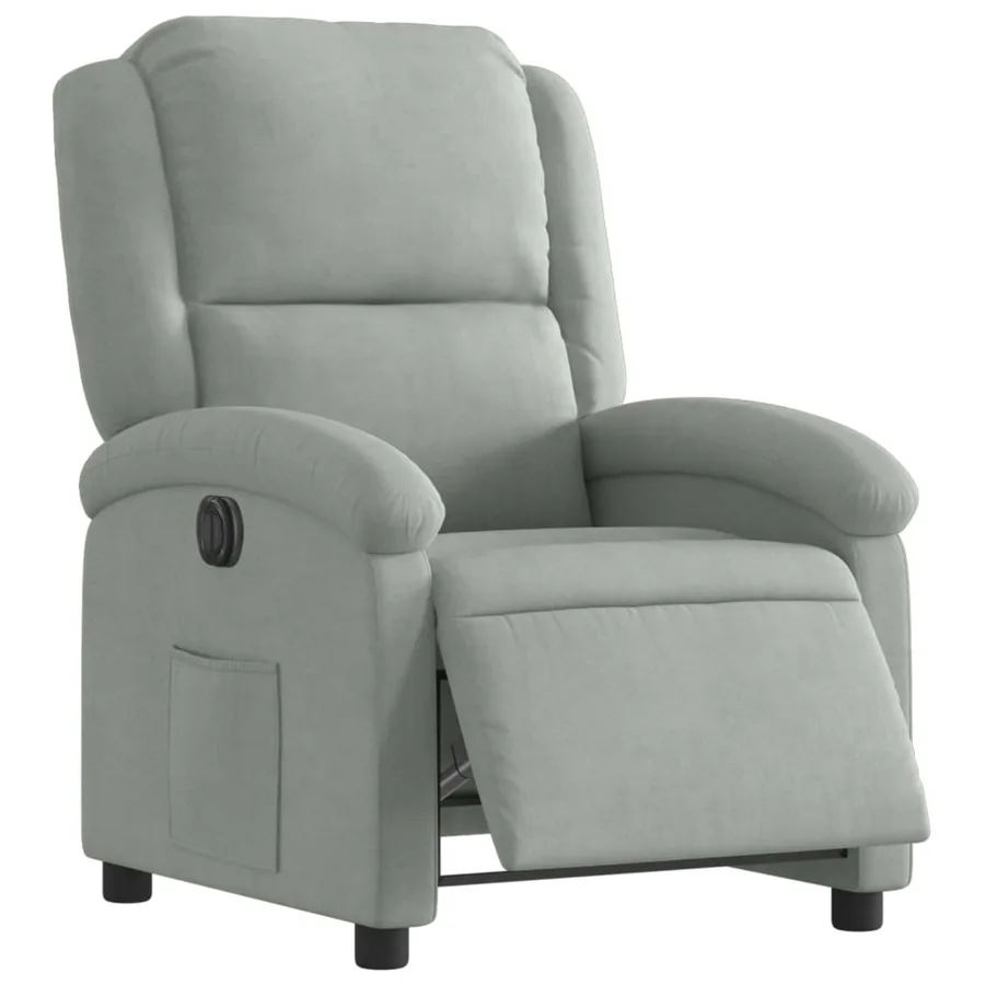 Fauteuil inclinable électrique gris clair velours - 3