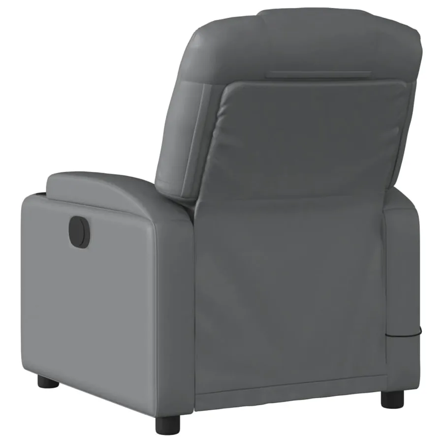 Fauteuil de massage inclinable électrique gris similicuir - 5