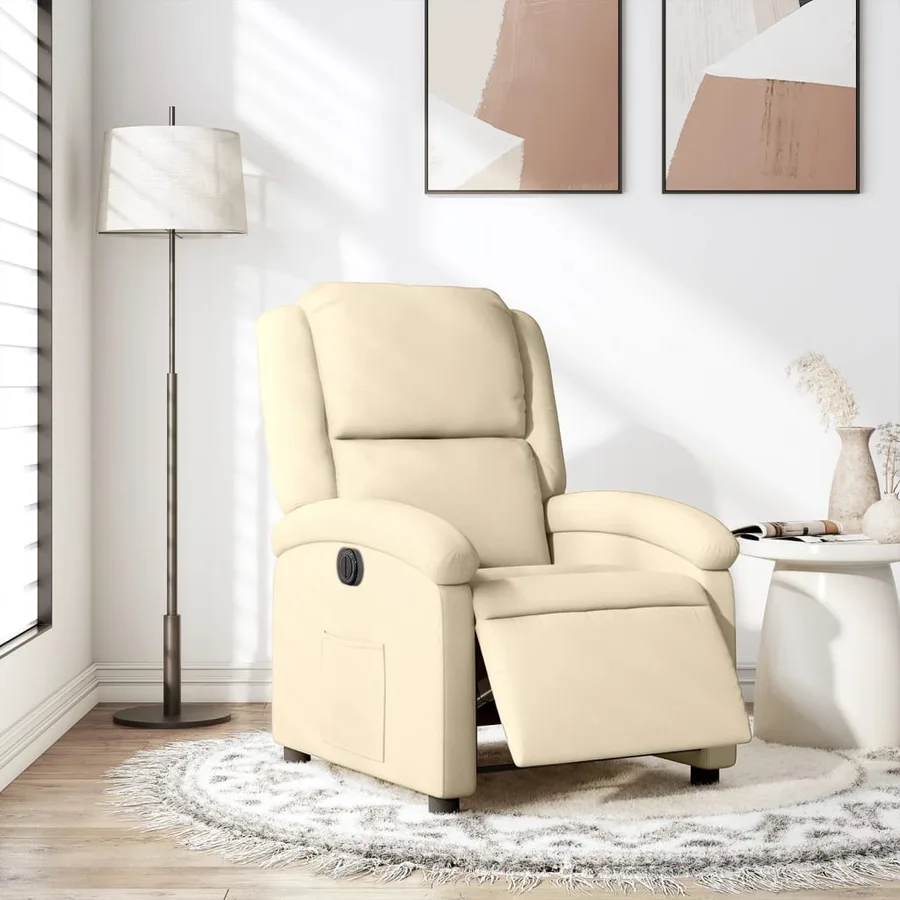 Fauteuil inclinable électrique Crème Tissu - 15