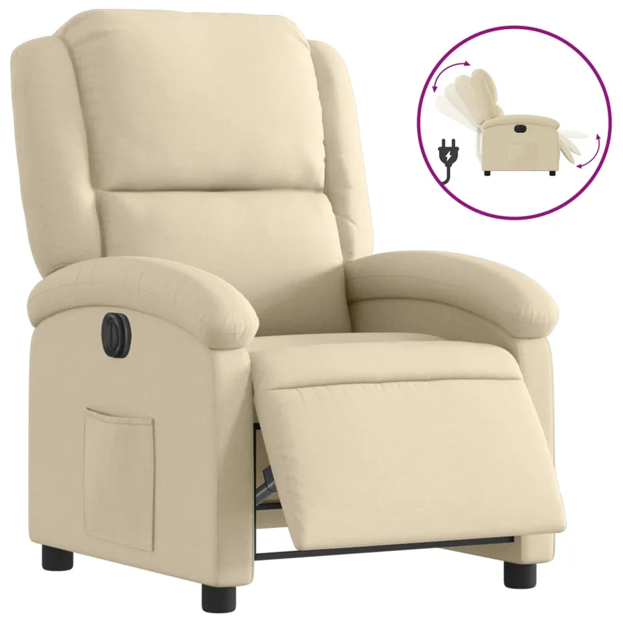 Fauteuil inclinable électrique Crème Tissu - 2