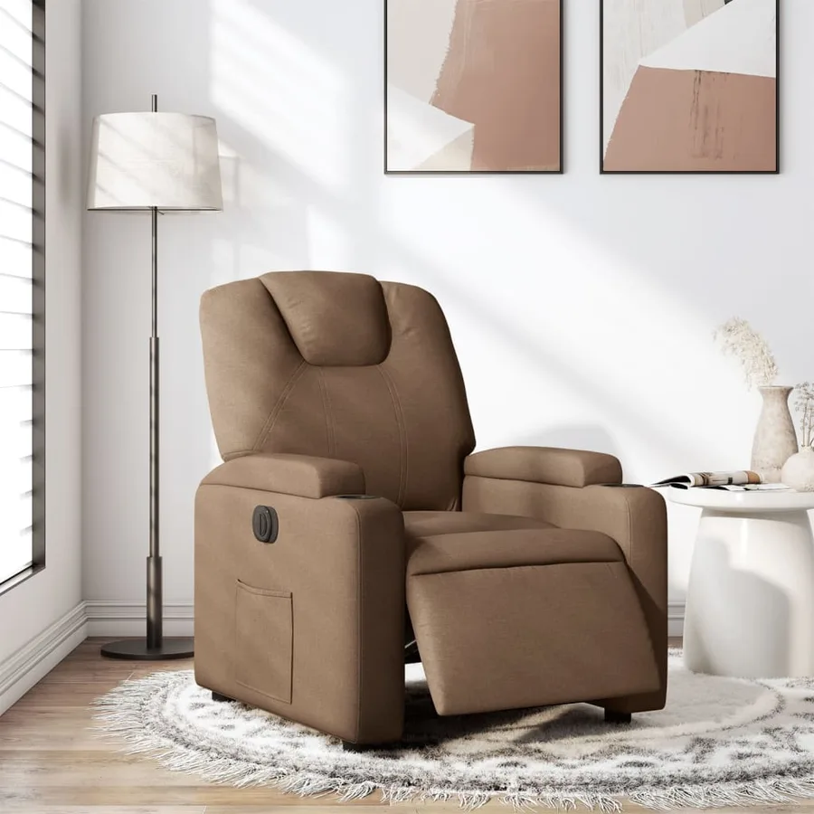Fauteuil inclinable électrique Marron Tissu - 16