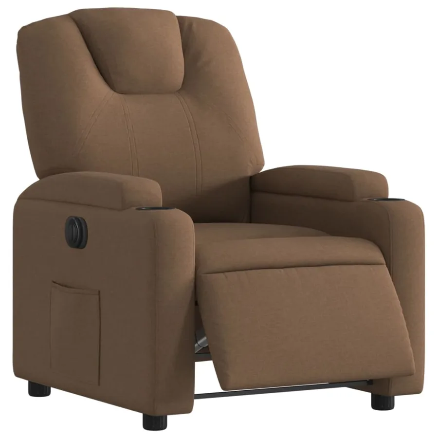 Fauteuil inclinable électrique Marron Tissu - 3