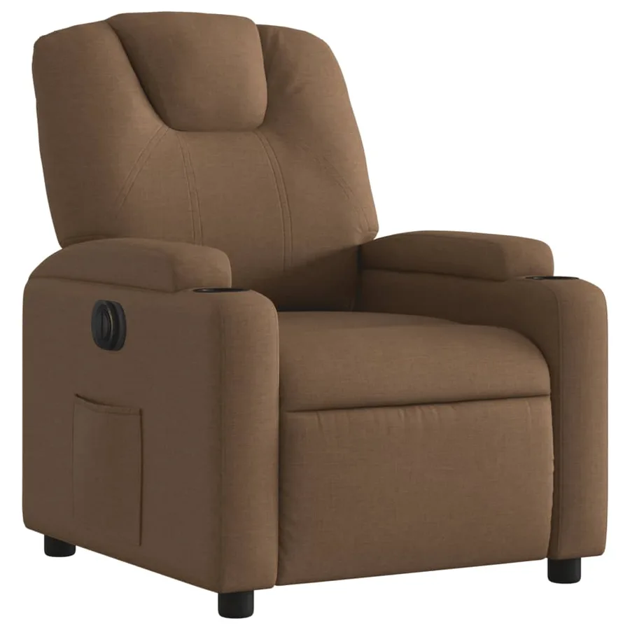Fauteuil inclinable électrique Marron Tissu - 4