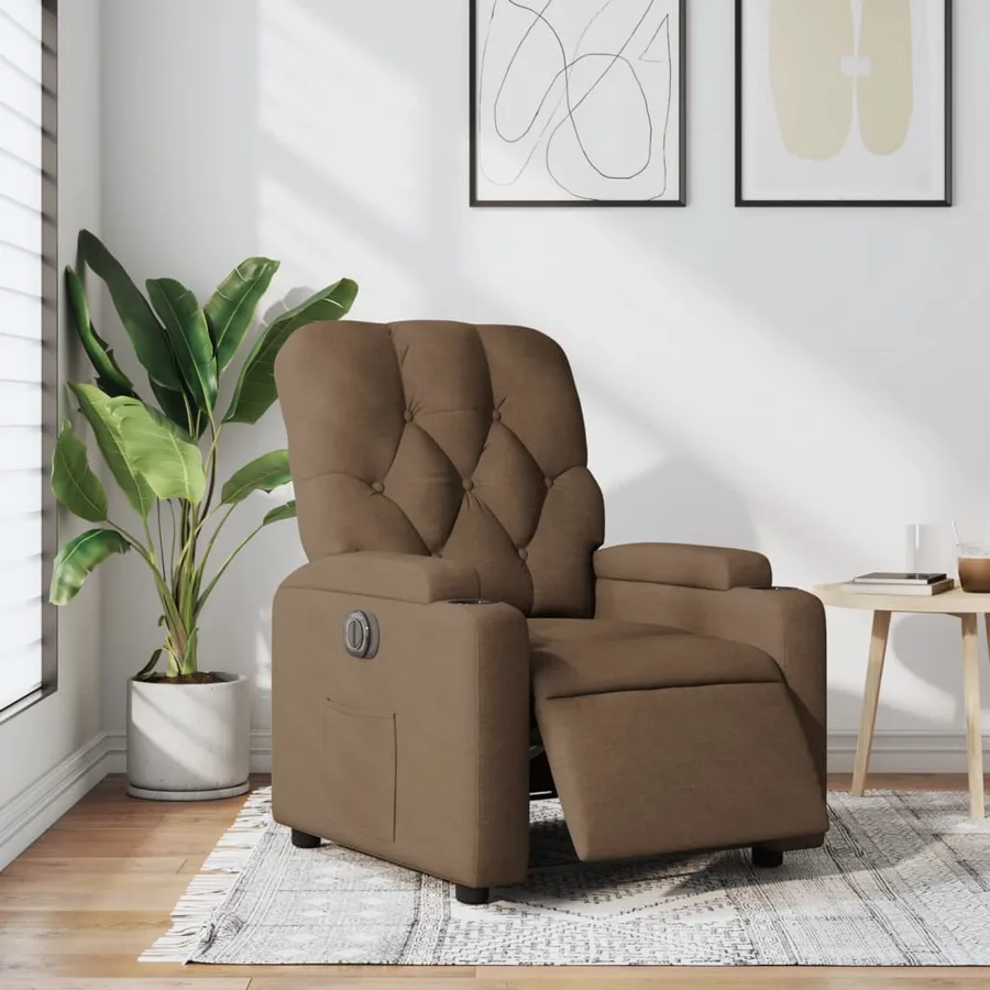 Fauteuil inclinable électrique Marron Tissu - 16