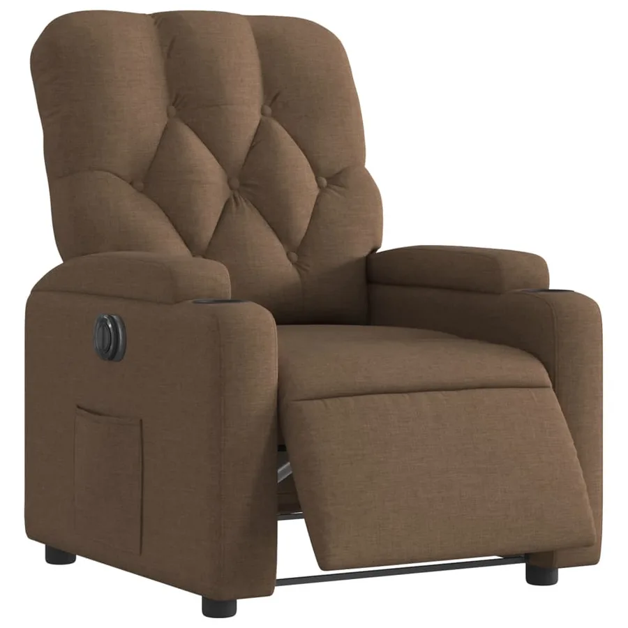 Fauteuil inclinable électrique Marron Tissu - 3