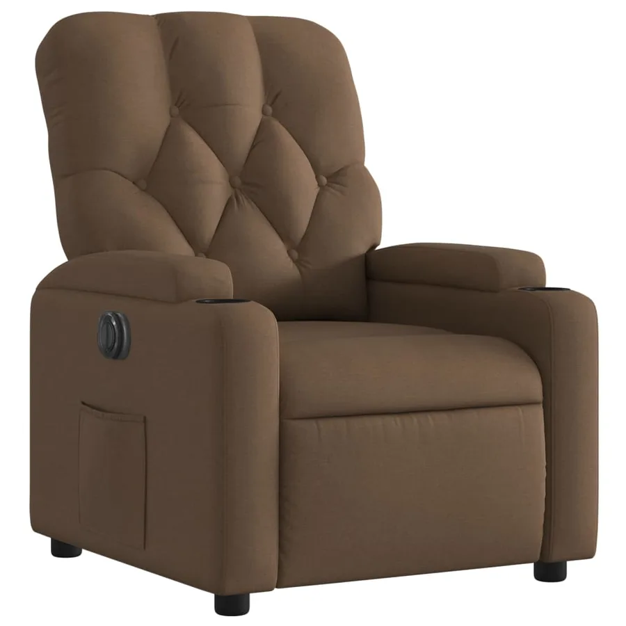 Fauteuil inclinable électrique Marron Tissu - 4
