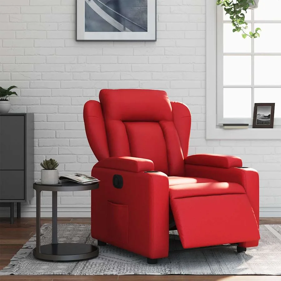 Fauteuil inclinable électrique Rouge Similicuir - 15