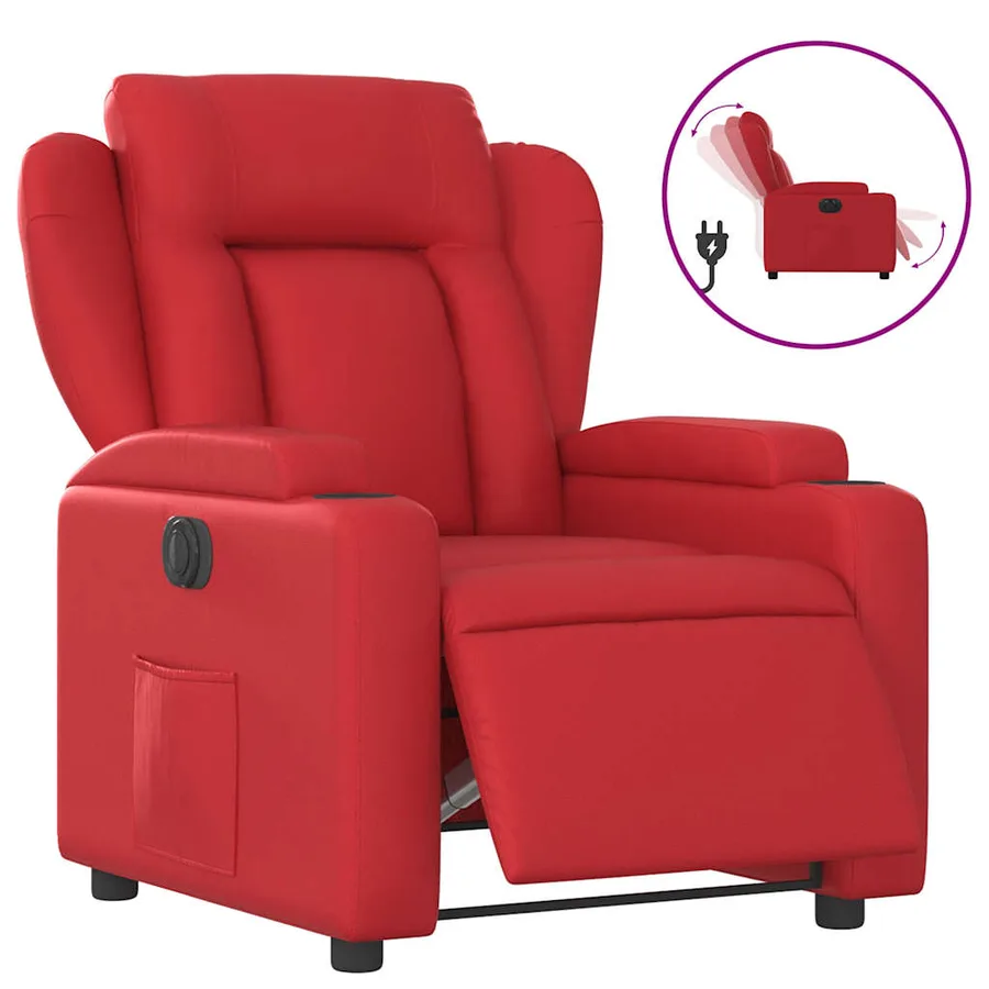 Fauteuil inclinable électrique Rouge Similicuir - 2