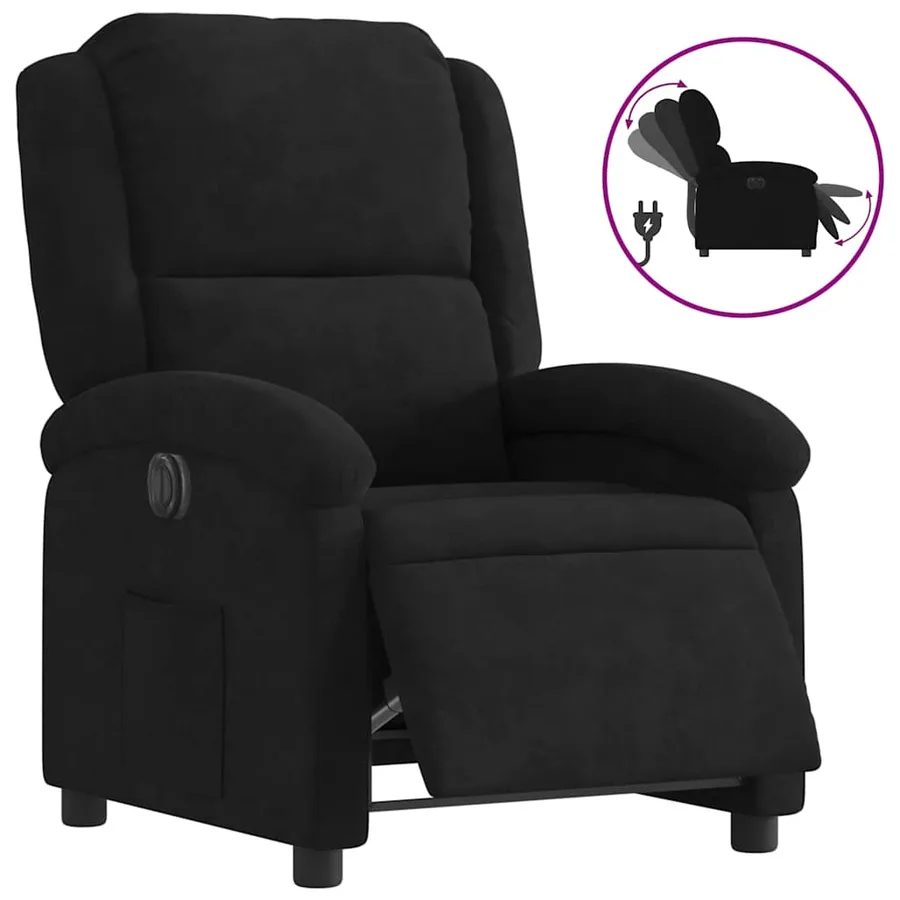 Fauteuil inclinable électrique noir velours - 2