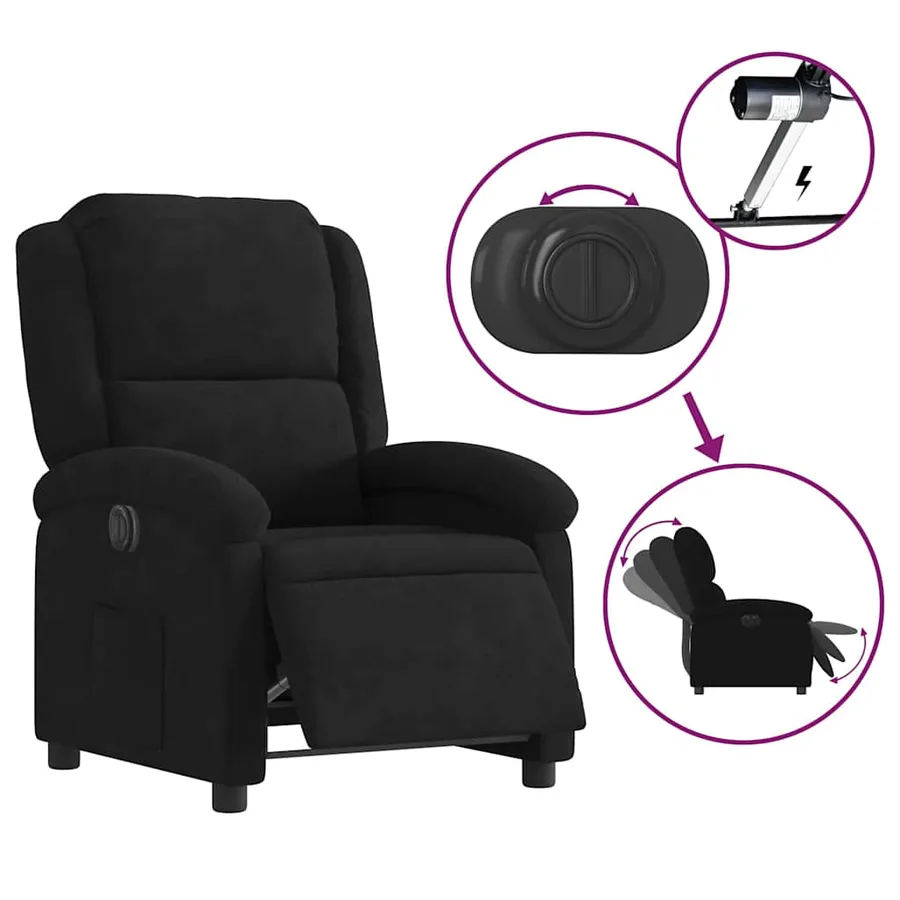 Fauteuil inclinable électrique noir velours - 6