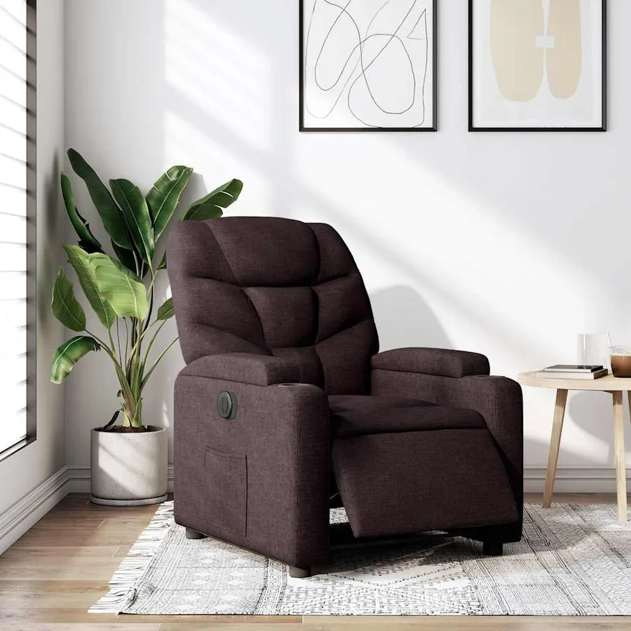 Fauteuil inclinable électrique Marron foncé Tissu - 15