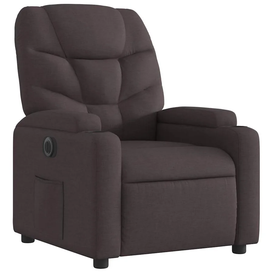 Fauteuil inclinable électrique Marron foncé Tissu - 4